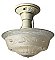 Cream Antique Semi-Flush Mount Bowl Ceiling Light Fixture with Three Chains - Circa 1930