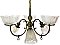 Antique Brass 6-Arm Gas and Electric Ceiling Light Fixture with Prismatic Glass Shades - Circa 1900