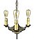Antique 3-Arm Dual Tone Pan Ceiling Light Fixture - Circa 1920