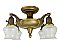 Antique Brass Colonial Revival 4-Arm Ceiling Light Fixture - Circa 1920