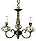 Three Arm Antique Brass Ceiling Light Fixture - Circa 1990