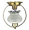 Antique Wrought Brass Ceiling Light Fixture with Frosted Shade - Circa 1950
