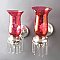 Antique Silverplate Sconces with Crystals - Pair
