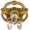 Antique 3- Light Flush Mount Polychrome Ceiling Light Fixture - Circa 1920
