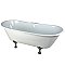 67-Inch Cast Iron Double Slipper Clawfoot Tub with 7-Inch Faucet Drillings, White/Polished Chrome