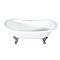 72-Inch Cast Iron Double Slipper Clawfoot Tub with 7-Inch Faucet Drillings, White/Brushed Nickel