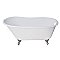 53-Inch Cast Iron Single Slipper Clawfoot Tub (No Faucet Drillings), White/Polished Chrome