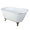 53-Inch Cast Iron Single Slipper Clawfoot Tub (No Faucet Drillings), White/Brushed Nickel
