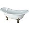 72-Inch Cast Iron Double Slipper Clawfoot Tub (No Faucet Drillings), White/Brushed Nickel