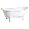 67-Inch Cast Iron Double Slipper Clawfoot Tub (No Faucet Drillings), White