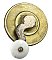 Antique Cast Bronze & Porcelain Knob Mechanical Door Bell Hand Crank - Circa 1870