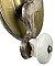 Antique Cast Bronze & Porcelain Knob Mechanical Door Bell Hand Crank - Circa 1870