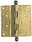 Antique Cast Bronze Ball Tip Butt Hinge - 4-1/2" x 4-1/2" - Circa 1900