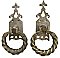 Antique Pair of Gothic Revival Nickel Plated Ring Door Pulls and Escutcheons - Circa 1880