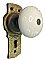 Antique Gilbert Lock Co. White Porcelain Door Knob and Bronze Plate - Circa 1875
