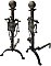 Antique Pair of Bronze & Iron Arts & Crafts Fireplace Andirons - Circa 1910