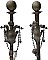 Antique Pair of Bronze & Iron Arts & Crafts Fireplace Andirons - Circa 1910