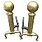 Antique Pair of Cast Brass Colonial Style Fireplace Andirons - Circa 1920