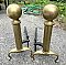 Antique Pair of Cast Brass Colonial Style Fireplace Andirons - Circa 1920