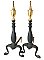 Pair of Iron & Brass Federal Style Fireplace Andirons