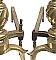 Antique Pair of Solid Brass Colonial Revival Style Fireplace Andirons