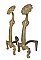 Antique Pair of Iron Art Nouveau Style Fireplace Andirons