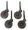 Set of 4 Antique Wood and Cast Iron Furniture Wheels or Casters - Circa 1880