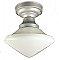 Antique Flush Mount Ceiling Light Fixture with Streamlined Modern Shade - Circa 1930