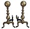 Antique Pair of Cast Brass Colonial Style Fireplace Andirons - Circa 1920