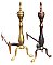 Pair of Antique Brass Federal Style Fireplace Andirons - Circa 1940