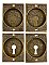 Set of 4 Antique Wrought Bronze Pocket Door Flush Escutcheon Cup Pulls in "Ceylon" Design by P. & F. Corbin - Circa 1895