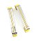 Pair of Antique Chrome and Yellow Amerock Kitchen Cabinet Pulls