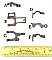 Russell & Erwin Antique Mortise Lock Parts - Tail Pieces, Drawbacks