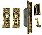 Antique Cast Bronze "Lotus" Design Pocket Door Lock Set by Brittan, Graham, Mathes - Circa 1890
