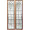 Antique Art Nouveau Leaded Glass Sidelight Window Pair With Tulip Design Circa 1905