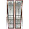 Antique Art Nouveau Leaded Glass Sidelight Window Pair With Tulip Design Circa 1905