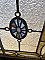 Large Antique Queen Anne Stained Glass Window Sash Circa 1880 - Purple, Yellow, Blue