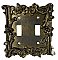 Antique Brass Finish Ornate Double Toggle Wall Plate or Switchplate - Circa 1940