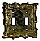 Antique Brass Finish Ornate Double Toggle Wall Plate or Switchplate - Circa 1940