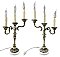 Pair of Antique Three Light Silverplate Tabletop Lamps or Candelabra - Circa 1920
