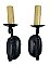 Pair of Primitive Black Iron Colonial Revival Wall Sconces Lights - Circa 1920