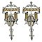 Pair of Antique "Cambridge" Polychrome Wall Sconces or Light Fixtures by Lincoln Mfg. Co. - Circa 1939
