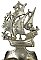 Pair of Antique Nickel Plated Nautical Galleon Ship Wall Sconces - Circa 1930