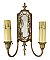 Antique Brass Colonial Revival Mirrored Double Arm Sconce - Circa 1930