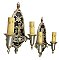 Antique Nickel Plated Gothic Revival Wall Sconce Pair - Circa 1930