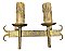 Antique Cast Iron Gothic Revival Sconce Pair - Circa 1920