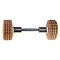 Incised Box Style Red Oak Wooden Doorknob Pair - Brushed Nickel