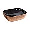 Isabella Plus Collection Rectangular Above Mount Basin with an Embossed Exterior, Smooth Interior, and Center Drain - Black and Rose Gold