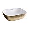 Isabella Plus Collection Rectangular Above Mount Basin with an Embossed Exterior, Smooth Interior, and Center Drain - White and Gold