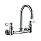Heavy Duty Wall Mount Utility Faucet with a Gooseneck Swivel Spout and Lever Handles